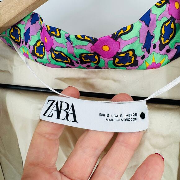 Zara Multicolor Boho Patchwork Maxi Kimono Duster Coat Size Small No Belt - Picture 3 of 9